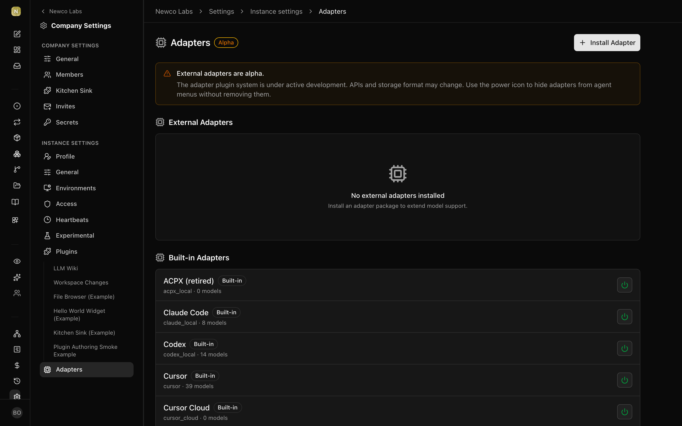 Adapter Manager list